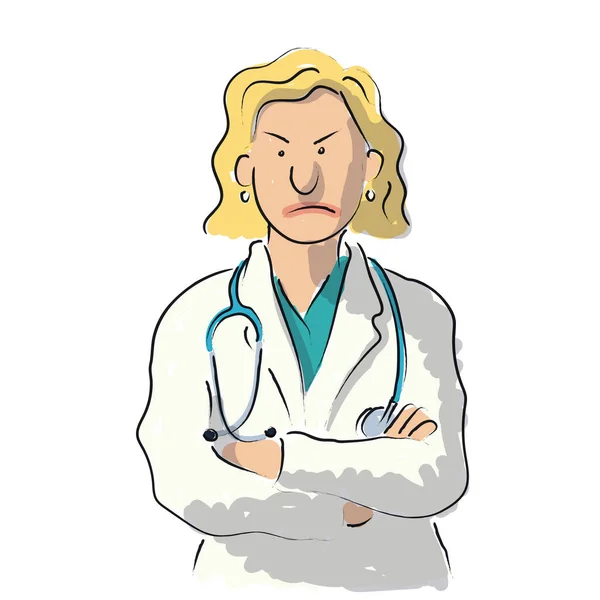 Grappige Vector Illustratie Van Medisch Personeel Karakter Professionele Dokter Illustratie — Stockvector