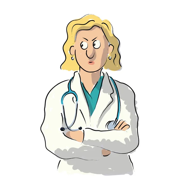 Funny Vector Illustration Medical Staff Character Professional Doctor Illustration Isolated — Stock Vector