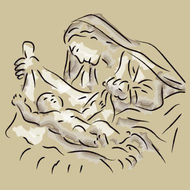 Bebek İsa 'nın doğumu, İsa' nın doğum sahnesinin görüntüsü, Hıristiyan dini Noel tatili.