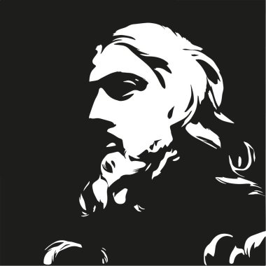 İsa 'nın yüzü. Hristiyan ve Katolik dini. Vektör illüstrasyonu