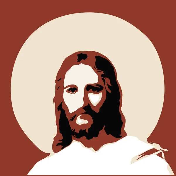 Jezus Christus Gezicht Christelijke Katholieke Religie Vectorillustratie — Stockvector