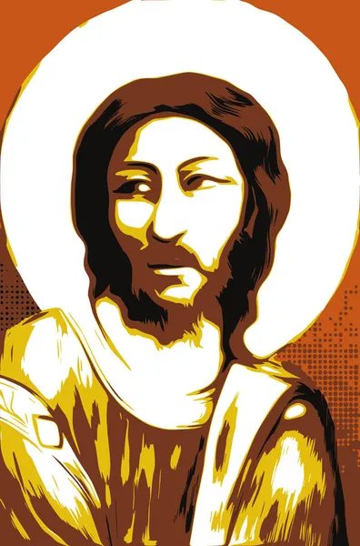 イエス キリストの顔 キリスト教とカトリックの宗教 ベクターイラスト — ストックベクタ