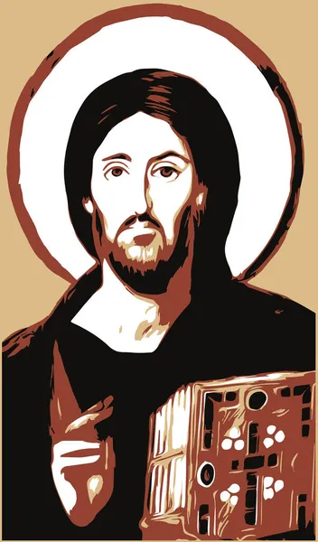 イエス キリストの顔 キリスト教とカトリックの宗教 ベクターイラスト — ストックベクタ