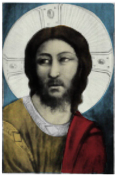Faccia Gesù Cristo Religione Cristiana Cattolica Illustrazione Vettoriale — Vettoriale Stock