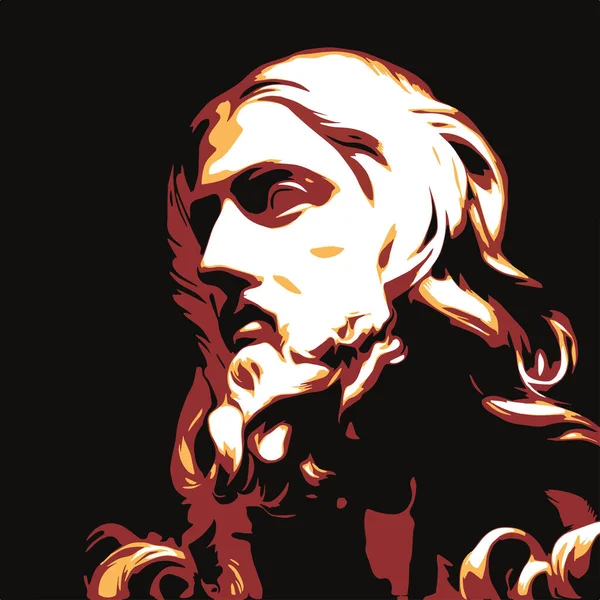 Jésus Christ Visage Religion Chrétienne Catholique Illustration Vectorielle — Image vectorielle