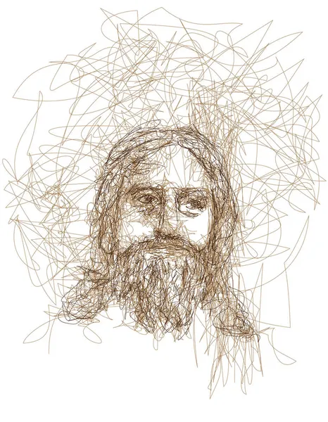 Jésus Christ Visage Religion Chrétienne Catholique Illustration Vectorielle — Image vectorielle