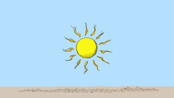 Video Animation Drawing Sun Movement Rays — стоковое видео