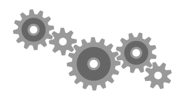 Video Cogwheels Spinning Together Transparent Alpha Channel — Stockvideo