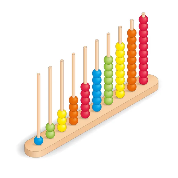 Wooden Abacus Colored Balls Isometric Vector Illustration — Stock Vector