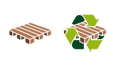 Palet simgesi vektör illüstrasyonu ve geri dönüşüm sembolü logosu.