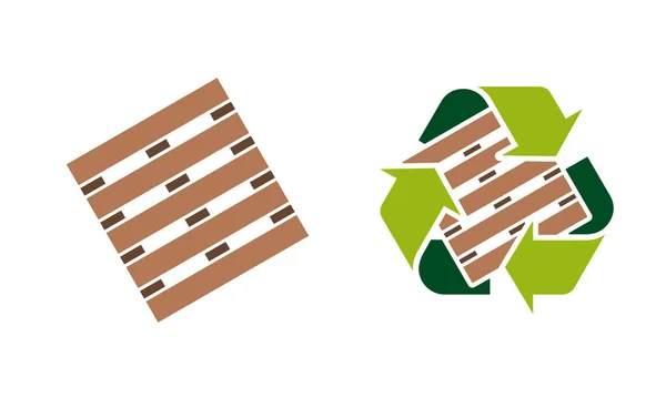 Illustrazione Vettoriale Dell Icona Del Pallet Logo Del Simbolo Riciclaggio — Vettoriale Stock