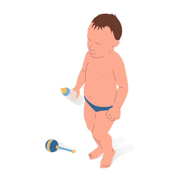 Baby Standing Milk Bottle Vector Illustration — Archivo Imágenes Vectoriales