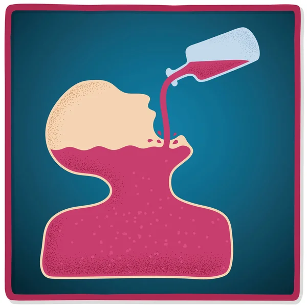 Personne Buvant Alcool Problèmes Dépendance Dessin Main Levée Illustration Vectorielle — Image vectorielle