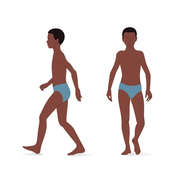 Young Boy Full Body Boy Front Side View Isometric Vector — Vector de stock