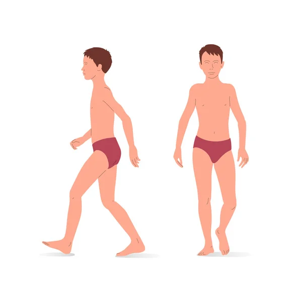 Young Boy Full Body Boy Front Side View Isometric Vector — Stockvector
