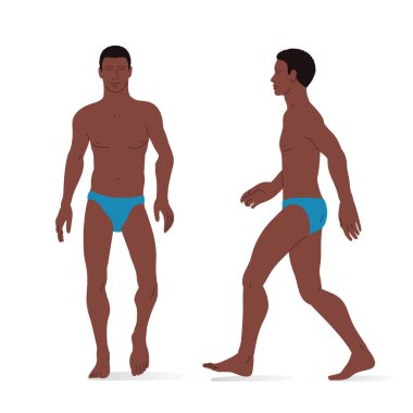 Young Man, full body of a man, front and side view. Isometric vector illustration.
