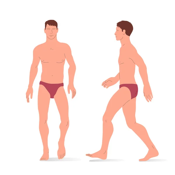 Young Man Full Body Man Front Side View Isometric Vector — Stockvektor