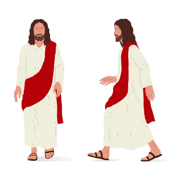 Jesus Standing Front Side View Isometric Vector Illustration Isolated Figure — Vetor de Stock