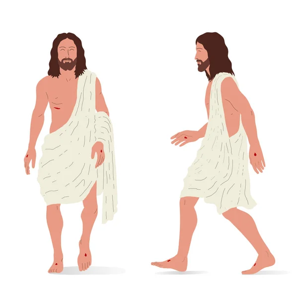 Risen Jesus Standing Front Side View Isometric Vector Illustration Isolated — стоковый вектор