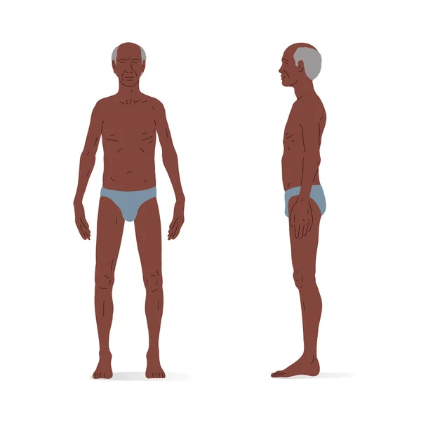 Senior Black Man Full Body Man Front Side View Isometric — Archivo Imágenes Vectoriales