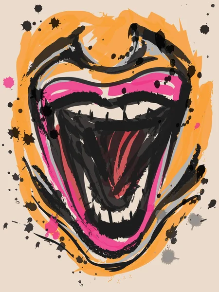 Screaming Open Mouth Screaming Vector Illustration — 图库矢量图片
