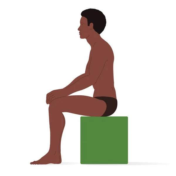 Joven Hombre Negro Sentado Cuerpo Hombre Ilustración Isométrica Vectorial Una — Vector de stock