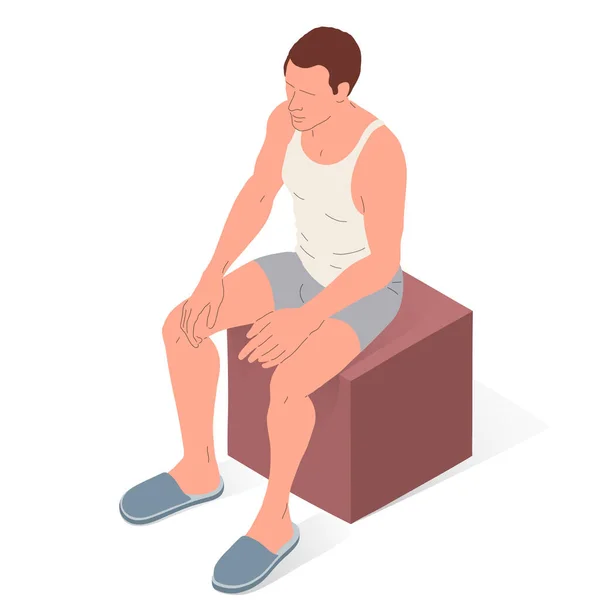 Persona Adulta Ropa Interior Zapatillas Ilustración Isométrica Vectorial Una Persona — Vector de stock