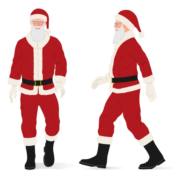 Kerstman Met Rode Jurk Laarzen Isometrische Vector Illustratie — Stockvector