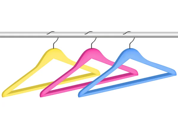 Три разноцветных векторных вешалки — стоковый вектор
