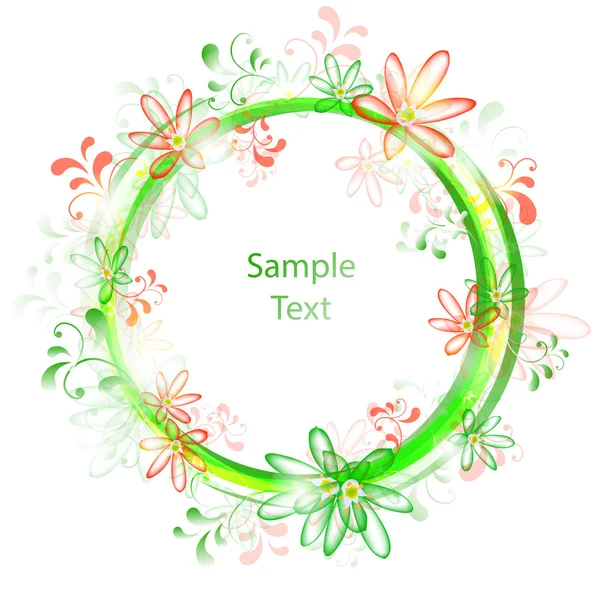 红色绿色花卉框架 — 图库矢量图片
