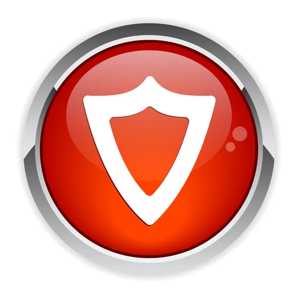 Bouton internet bouclier protección icono rojo de seguridad — Vector de stock