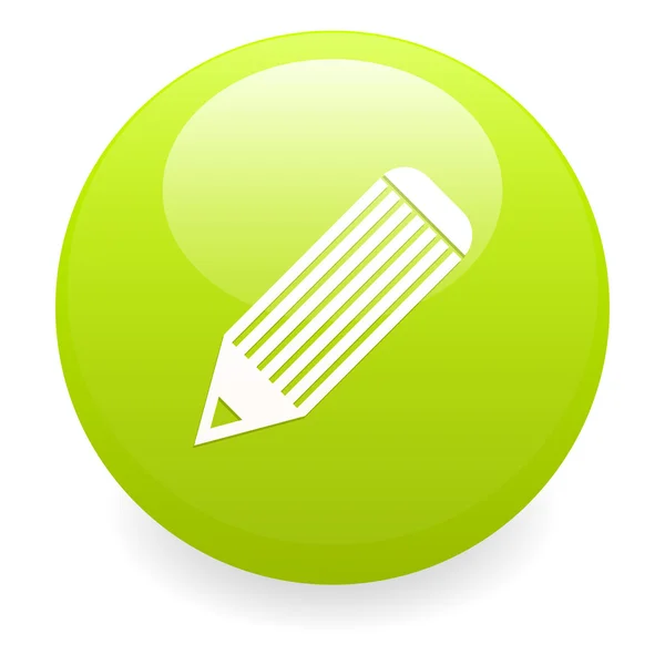 Bouton internet crayon icône vert — Image vectorielle