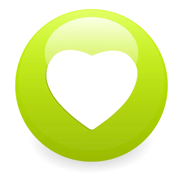 Bouton internet coeur segno verde — Vettoriale Stock