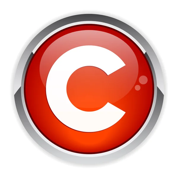 Bouton internet telif hakkı kırmızı — Stok Vektör