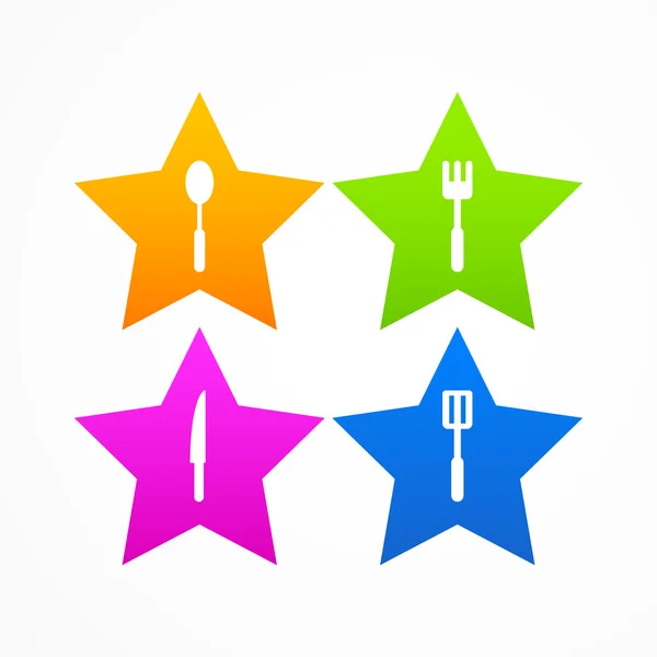 Conjunto abstracto cocina estrella logo — Vector de stock