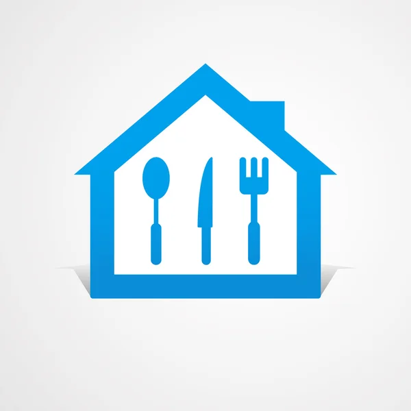摘要设置厨房的房子徽标 — 图库矢量图片