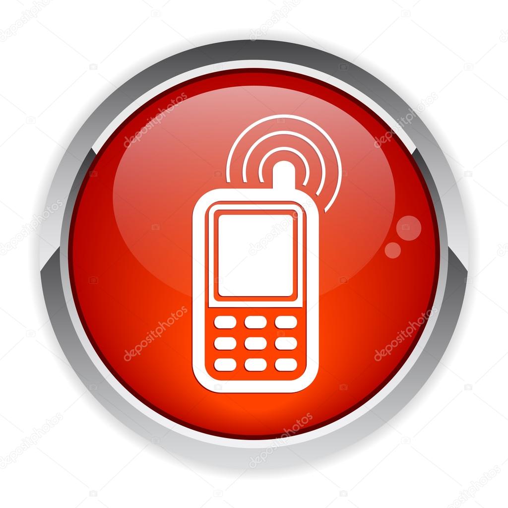 Button cell phone icon red Stock Vector by ©maxsim 14933485
