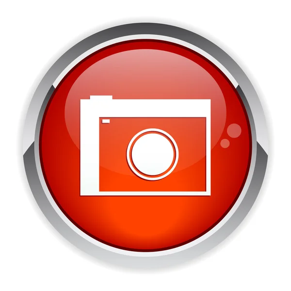 Кнопка веб-фото значок красный — стоковый вектор