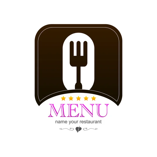 Menu cozinha logotipo sinal colorido — Vetor de Stock