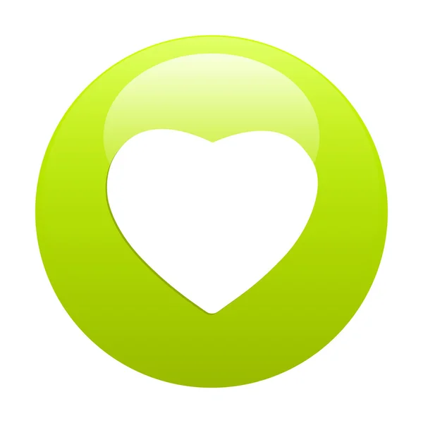 Bouton internet coeur sign green — Stock Vector