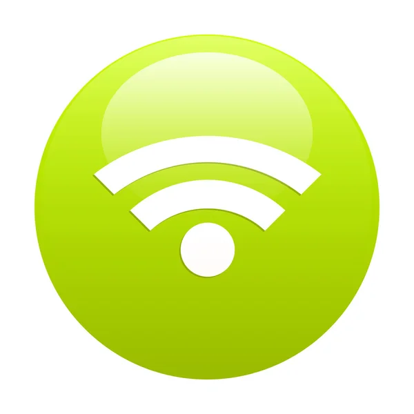 Bouton internet wifi icon green — Stock Vector