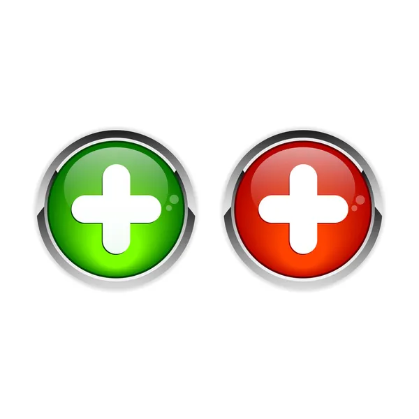 Bouton internet plus pictogram rood groen — Stockvector