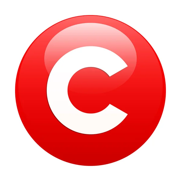 Bouton internet copyright icon red — Stock Vector