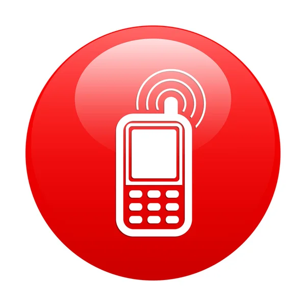 Botón icono del teléfono celular rojo — Vector de stock