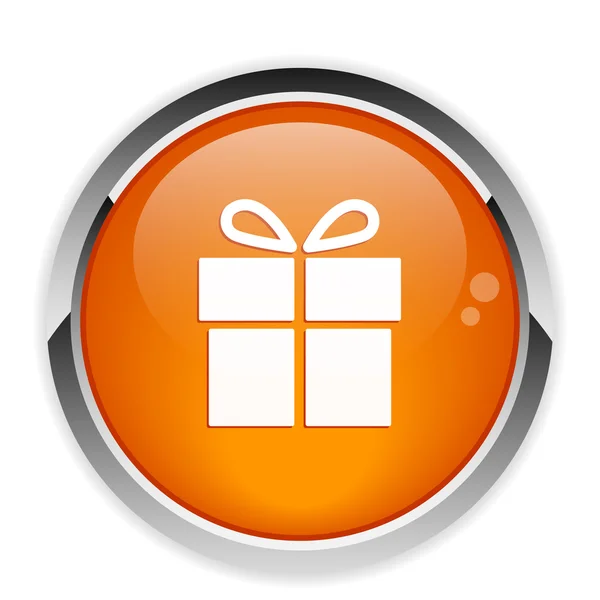 Botón caja de regalo sobre fondo blanco icono naranja — Vector de stock
