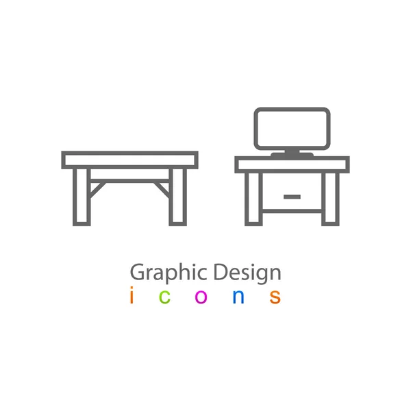 Business icons computer table — Stock Vector