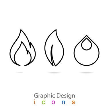 grafik tasarım damla yaprak alev simgesi