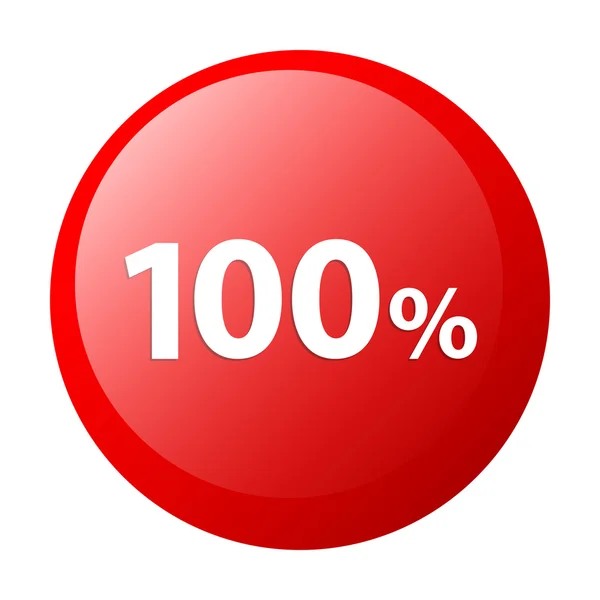 Ikon merah 100 persen di internet Bouton - Stok Vektor