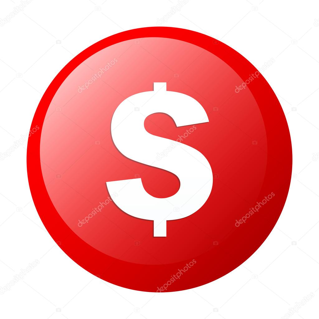 Bouton internet argent finance icon red white background