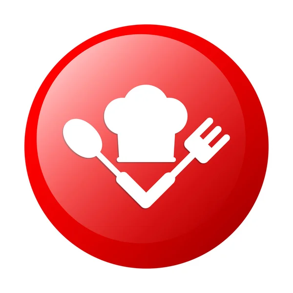 Bouton インターネット料理アイコンの赤白の背景 — ストックベクタ